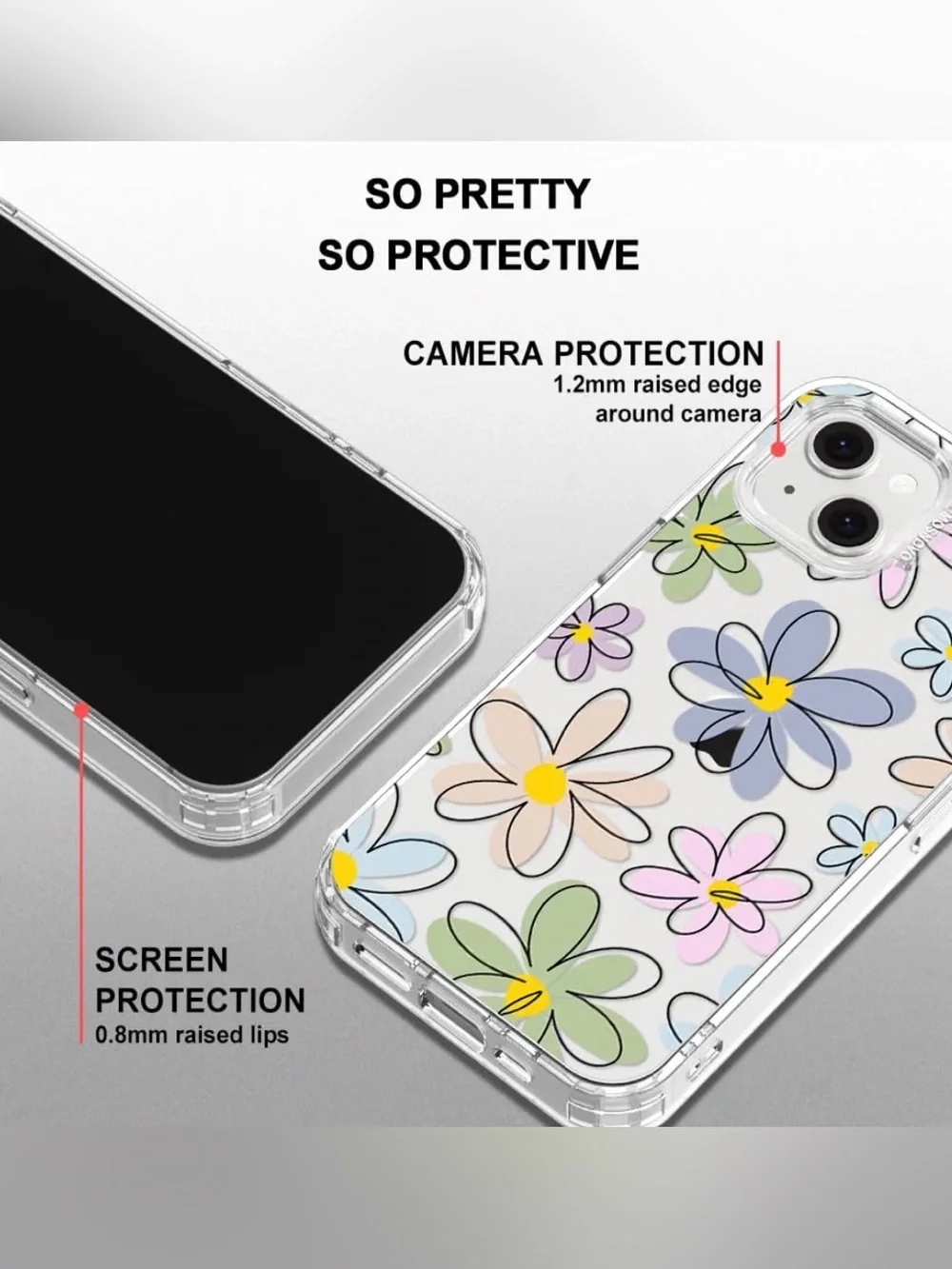 Floral Clear Phone Case for iPhone - Pastel Multicolor